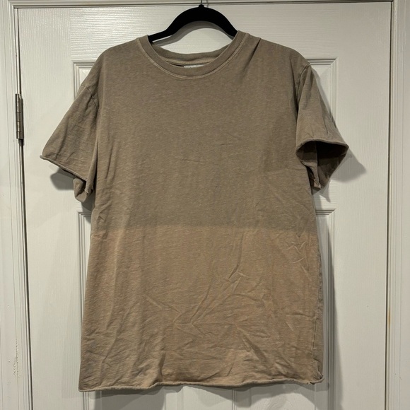John Elliott Raw Hem Two Tone Crewneck Short Sleeve T-shirt - Picture 1 of 4